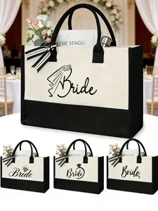 Bride Handbags, Reusable Tote, Large Capacity Tote Bag, Personalized Shoulder Bag, Bridal Print Handbags, Personalized Bridal Gifts, Suitable for Weddings, Engagements, Honeymoons, Holidays, Beach, Vacations