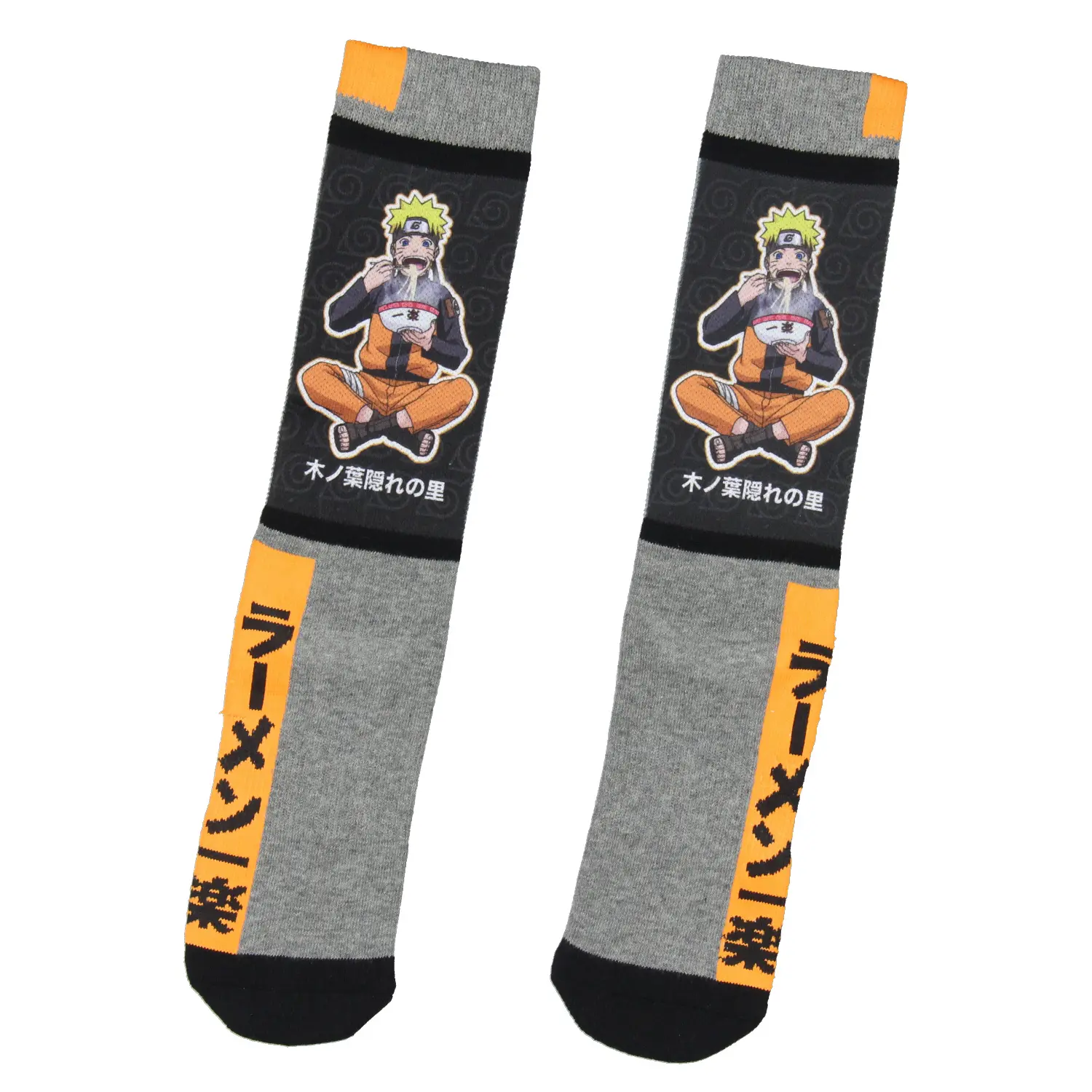 Naruto Shippuden Socks Anime Manga Men's Ichiraku Ramen Mid-Calf Athletic Crew Socks