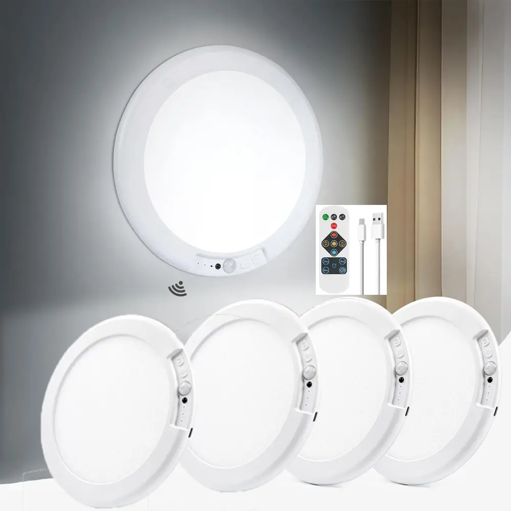 2/4-piece rechargeable circular magnetic induction LED night light, equipped with human body induction, motion sensor, magnetic installation, suitable for living rooms, bedrooms, Led Wall Lamps, Led Wall Lights