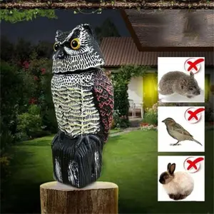 Simulation rotating head owl dummy, garden courtyard outdoor bird repelling sculpture, bird repelling and insect repellent device, Garden Accessories