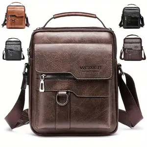 【Local Delivery】Maxoner Vintage Chic Square Crossbody Bag - Stylish PU Leather Shoulder Bag with Multiple Compartments, Portable Zippered Satchel, and Adjustable Strap Durable