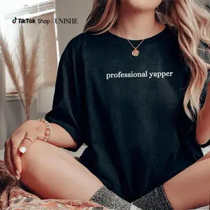 "Professional Yapper T-Shirt, Born To Yap Graphic Tee Women, Sarcasm Unhinged Shirts, Fluent In Yapanese T-shirts, Comfy Oversized Graphic Tee, Funny Saying Outfits, Women's Tops, Womenswear, Cotton Fabric Relaxed Fit Chic Style "
