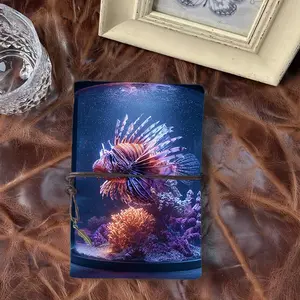 A6 Handmade Beautiful Notebook Must Have for College STEM Majors Suitable for Lab Data Recording and Formula Derivations with Lionfish, corals, and an aquarium Pattern