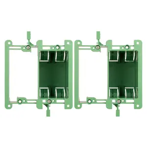 2 Gang Old Work Outlet Box, Single 14 Cubic inch Wall Outlet Box for Switch Installation, Low Voltage Mounting Bracket for Cables Pass Through, Green, Pack of 2