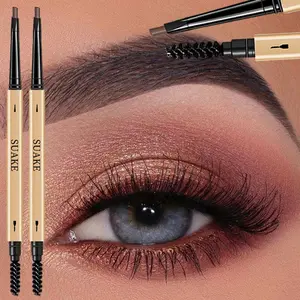 2pcs Small Gold Bar Eyebrow Pencil Dual-Ended Triangle Razor Fine Tip Waterproof Sweatproof Smudge Proof Makeup Tool