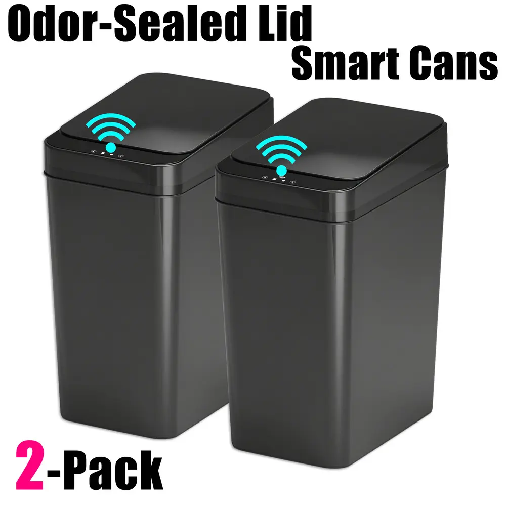 2 Pack 15L Automatic Opening Garbage Can, Moisture Resistant Slim Bin, Elegant Nordic Trash Can for Kitchen Studio Guest Bath