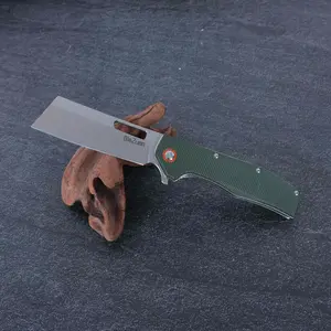 Green folding knife, stone wash process, high hardness material - sharp V-shaped grinding, self-locking mechanism, survival knife, suitable for camping knife - camping, suitable for outdoor kitchen gourmet and daily use,