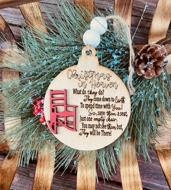 Handmade Christmas in heaven memorial ornament