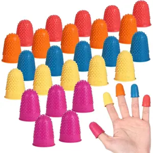 25 Pcs Rubber Thimbles for Finger Tip Protection, 5 Different Colors Reusable Finger Protector Covers, Finger Pad Grip for Paperwork