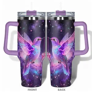 1pc Stainless Steel Cup 40oz/30oz/22oz/20oz/14oz Water Bottle Vacuum Insulated Tumbler,Funny Design With Hummingbird Galaxy Double-layer insulation Leakproof Large Capacity, Needed for Gym, Hiking, Travel Ideal Birthday Christmas Gift H