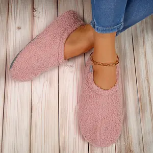 Women's Fuzzy Memory Foam Slippers Warm Cozy Shearling House Slippers for Ladies Supportive Slip on Indoor Home Shoes