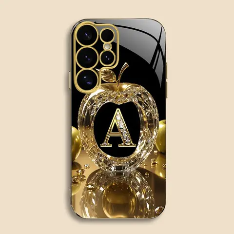 Galaxy S25 Ultra Smartphone Case, High-End Gold Letter Electroplated Gold Edge, Business-Simple Design, Explosion-Proof, Anti-Fall, Anti-Fingerprint, Affordable Handheld Cellphone Protection Cover for Mobile Devices, Casing