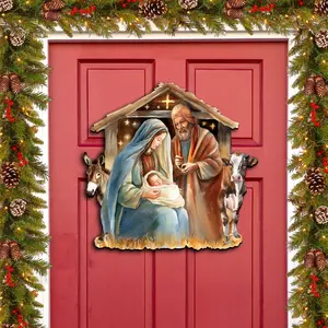 Designocracy 8611082H 24 x 18 in. Born Under Bright Star Nativity Holiday Door Decor