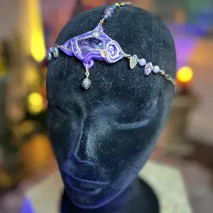 Amethyst Third Eye Crown Activation Boho Style with Purple Accents and Gold Beads for Spiritual Healing