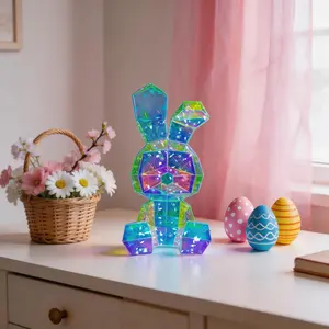 1-Piece set, Easter glowing rabbit light, fairy tale theme light, suitable for gifts, parties, weddings and Easter decoration dream glowing rabbit light, USB + battery powered (without battery).