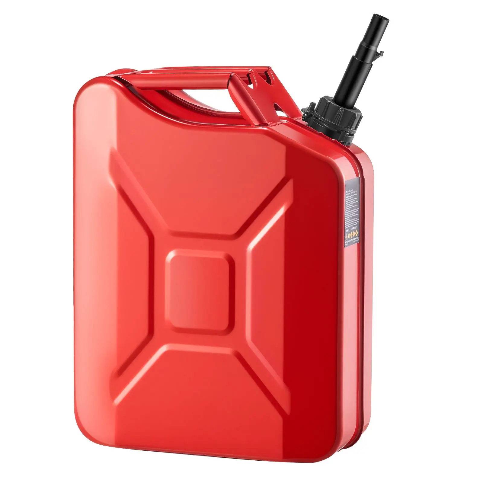Metal Fuel Container, 5.3 Gallon, Fuel Jerry Can with Spout and Comfort Handle, 6 L/min Max Flow Rate, Leakproof & Corrosion-resistant Metal Gas Tank Most Cars Motorcycle ATV UTV, Red