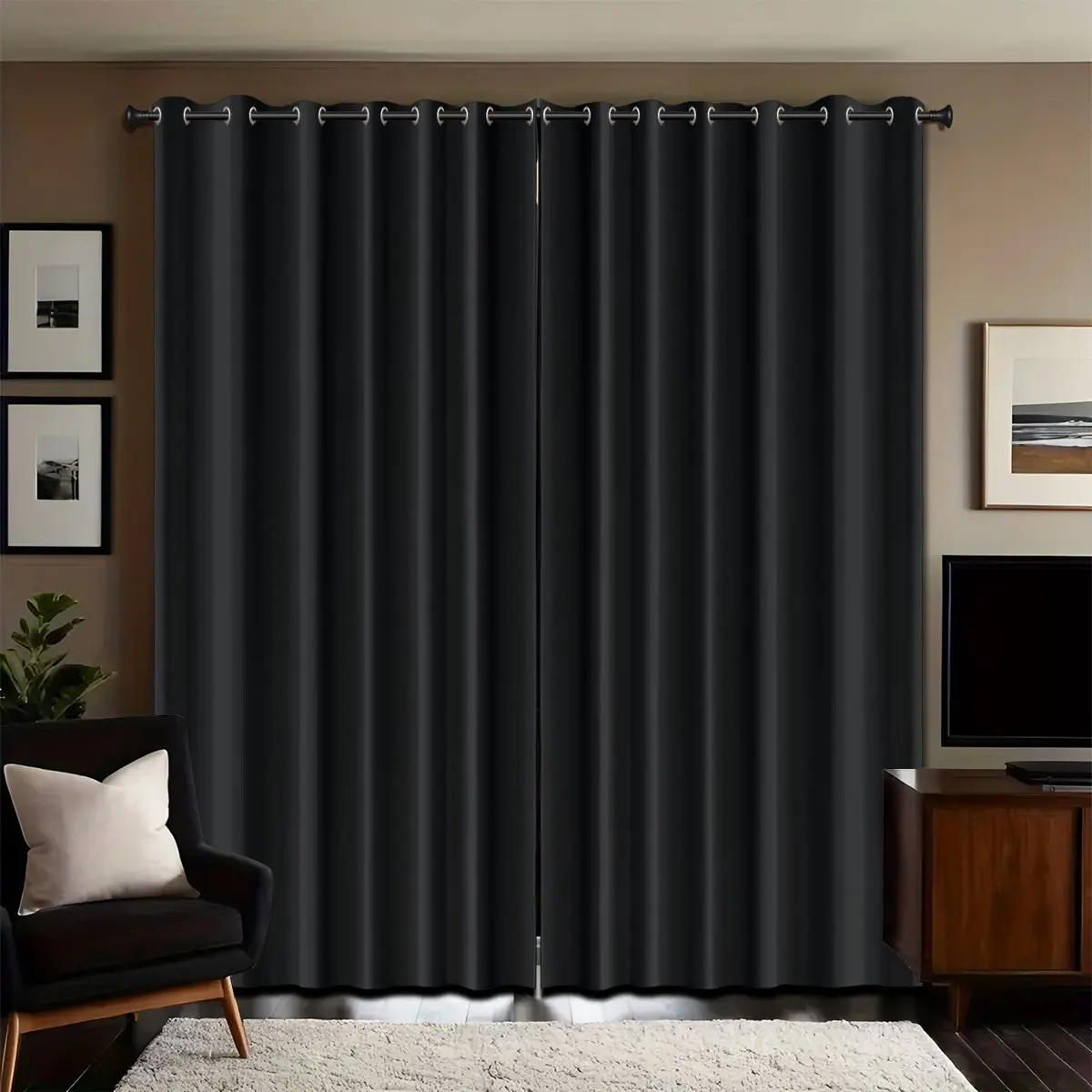 1pc Elegant 100%Blackout Curtains, Privacy Protection, Durable and Stylish Window Treatment, Blackout Window Cover for Home and Office, Dark Curtains Blackout