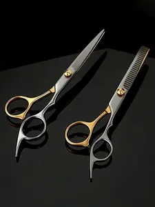 6.0 Inch High Screw Electroplated Gold Hair Clippers, Barber Scissors, Flat Head Trimmers, Beard and Mustache Clippers
