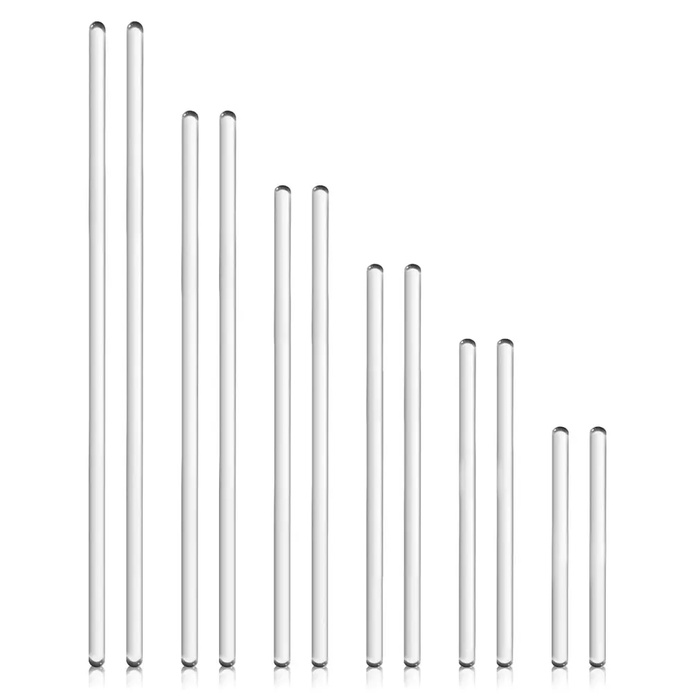 12PCS Chemical Resistant Glass Stirring Rods for Mixing - Rounded and Smooth Ends, 6"-12",13.8",15.8" Lengths (2 Pcs Per Size) - Kitchen, Home Bar Accessory Pack, Home Bar Accessories, Multi-Size
