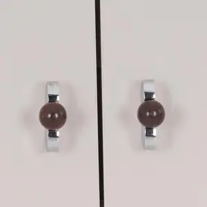 Original Metal Walnut Wood Pendant Pull Handle, Vintage Silver Color Classic Gold Cabinet Door Knob, Small Drawer Pull for Wardrobe