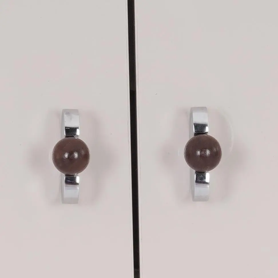 Original Metal Walnut Wood Pendant Pull Handle, Vintage Silver Color Classic Gold Cabinet Door Knob, Small Drawer Pull for Wardrobe