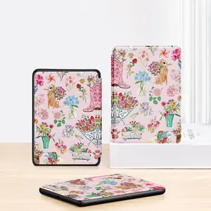 Floral & Dog Pattern Tablet Case, Shockproof Protective Cover, Portable Tablet Protector, Tablet Casing Compatible with Kindle Paperwhite 5 6 7 11th Gen 12th Gen