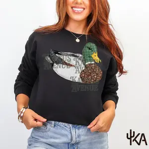 Duck Faux Patchwork Quilt Sweatshirt, mallard Womens western tees, western farm shirt, Western country sweatshirt, horse girl shirt, rodeo shirt, breakaway