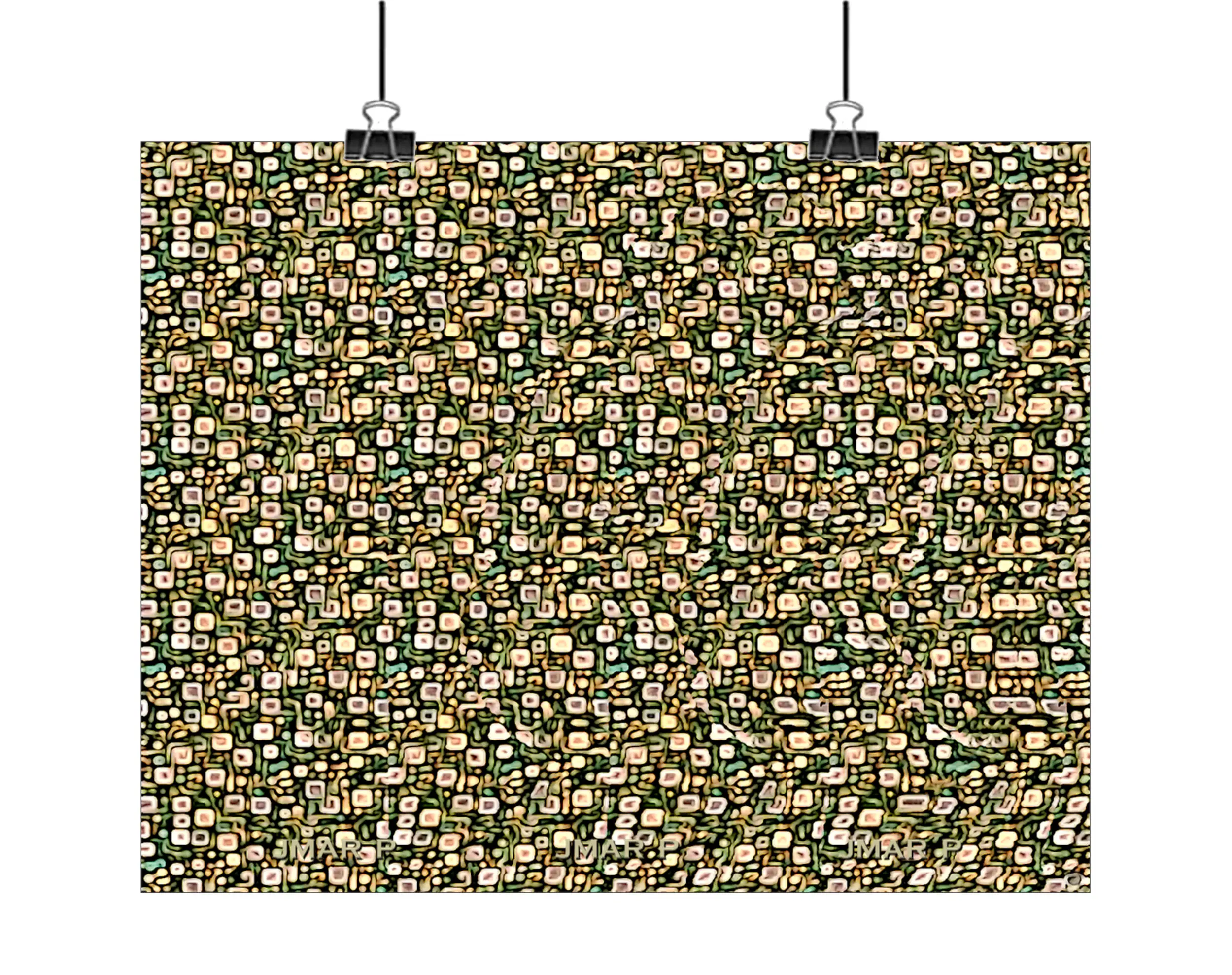 APE STEREOGRAM - Unframed Horizontal Artistic Matte Poster for Home Decor, Unique Wall Art, Optical Illusion