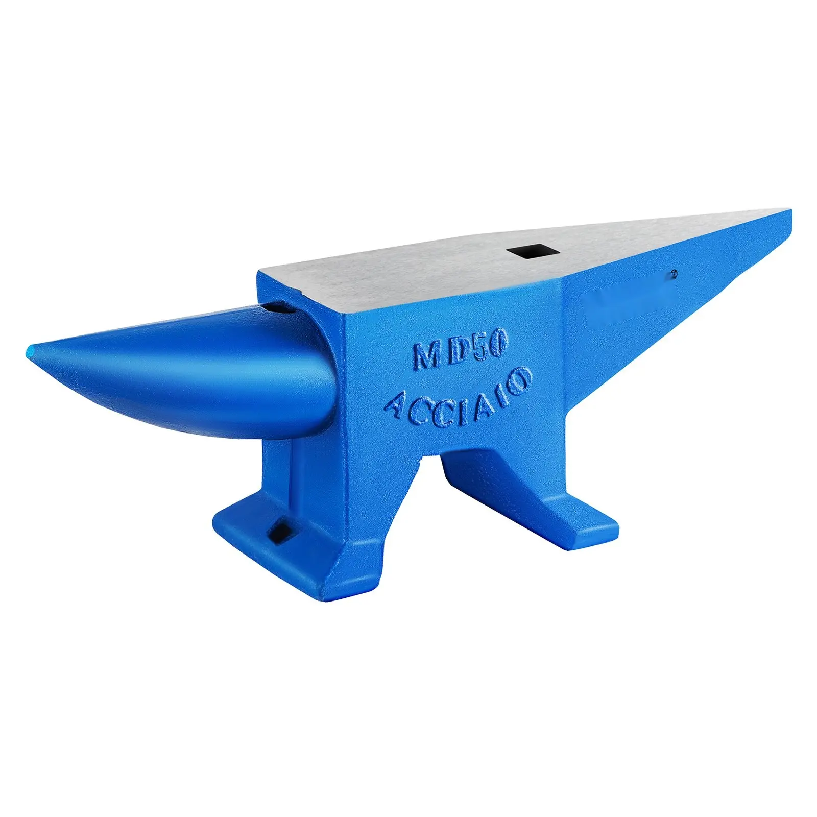 Single Horn Cast Steel Anvil for Blacksmithing, Heavy Duty Forge Tool with Round and Square Holes, Rugged 110 Lb Metal Working Anvil for Jewelry Making, Smithing, and Workshop Use Tools