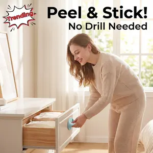 Door Handle Drawer Pull Adhesive Closet Handle Glass Sliding Wood Door Hook No Drilling, Easy Install, Durable & Reusable