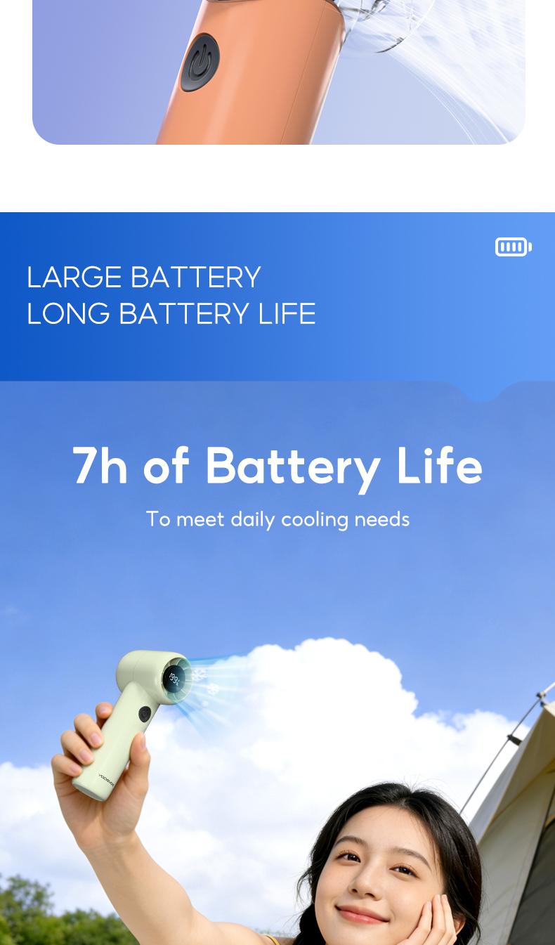 Yodevoe Mini portable handheld fan, rechargeable 3000mAh battery, 100 fan speeds, USB powered, suitable for travel, office, and personal use - Protective