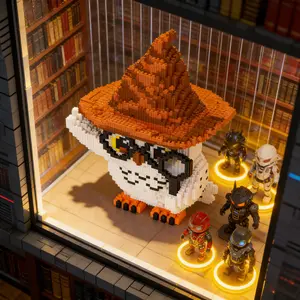 Trendy Plaything Display Piece, Magic Professor Owl Building Block Set, 2688 Pieces, 38.88cm, Multi-Scene Desktop Decor, Holiday Gift