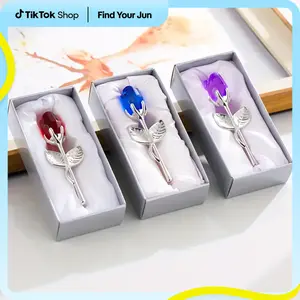 Crystal Metal Red Rose Crafts Graduation Gift Box Set, Valentine Gift Wedding Gift Mother's Day Gift Box Transparent Cozyvibes