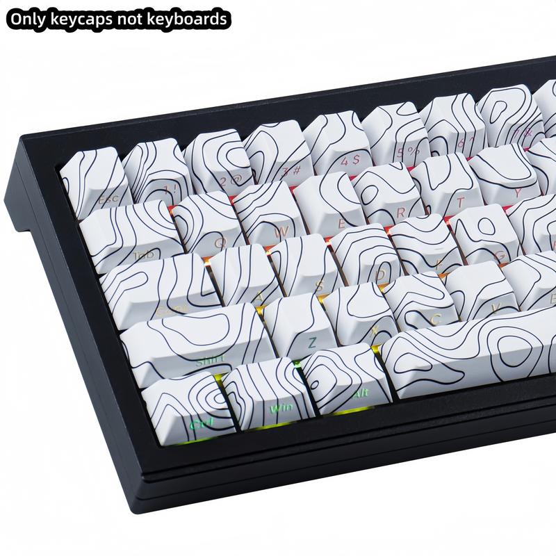 Minimalist Theme Side Engraved Translucent Keycap, Full Five Sided Heat Sublimation Keycap, Keyboard Accessories for Gaming