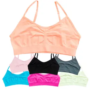 Alyce Intimates Seamless Cropped Training Bra- Pack of 7 Cami Bras (US, Alpha, X-Large, Regular, Brights)