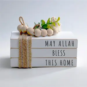 Eid Mubarak Wooden Book Stack, May Allah Bless This , Farmhouse Islamic  Decor, Ramadan Kareem Tiered Tray Decoration Islamic Festival Decor for Table