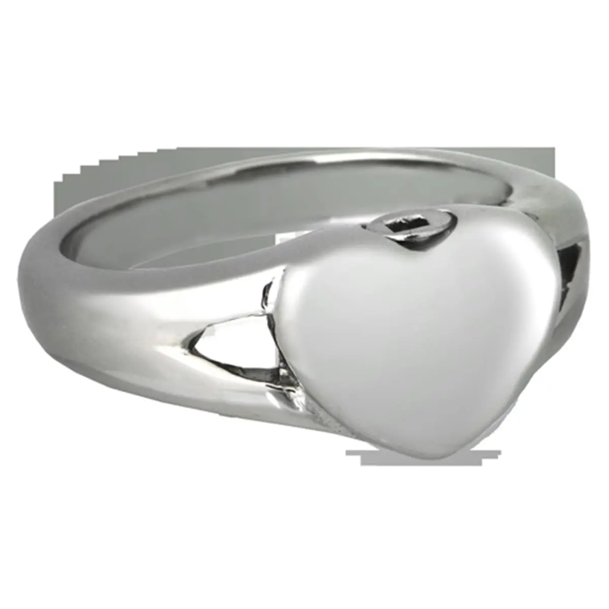 Memorial Gallery Simple Heart Cremation Jewelry Ring in Premium Stainless Steel - Memorial Keepsake for Ashes with Secure Threaded Screw, Size 8, 0.25" H X 0.25" W X 0.375" L, Filling Instructions, Exceptional Fit, Free Black Satin Cord, Quality Cremation