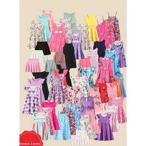 Random Selection of 3 Cute, Versatile, Breathable Spring/Summer Dresses and Skirts for Girls: Comfortable, Trendy, and Easy-to-Style Children's Fashion
