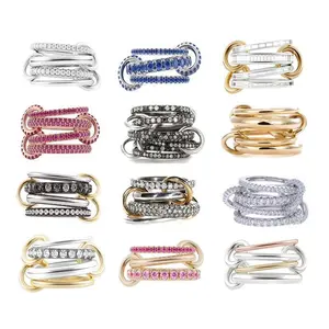 2025 New Stacking Engagement Band Rings Plain Micro Paved 5A CZ Mix Color Multi Pieces Stack Full Finger Women Jewelry