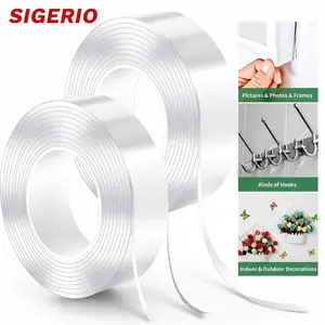 Sigerio Double Sided Tape, Transparent Tape, Nano Double Sided Adhesive Tape for Walls, Carpets, and Posters - Removable Reusable, Washable draft Traceless Large Size