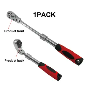 3/8" Drive 72 Teeth 180 Degree Flexible Head Retractable Adjustable Ratchet Wrench, Automatic Quick Release Spanner, Multifunctional Tool