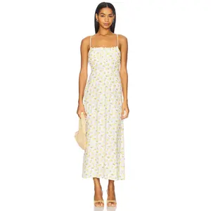 FAITHFULL THE BRAND Phaedra Midi Dress in Hazy Rose Canary