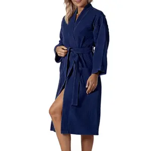 Women’s Waffle Knit Bathrobe – Long Sleeve Wrap Robe with Adjustable Belt Tie & Front Pockets, Soft Breathable Home Loungewear, Cozy Comfortable Pajamas, Stylish Nightgown, Casual Family Loungewear, Soft Comfortable Home Wear, Nightgown Gift