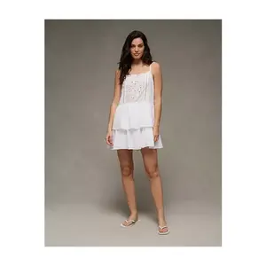 AE Babydoll Lace-Embroidered Tiered Mini Dress