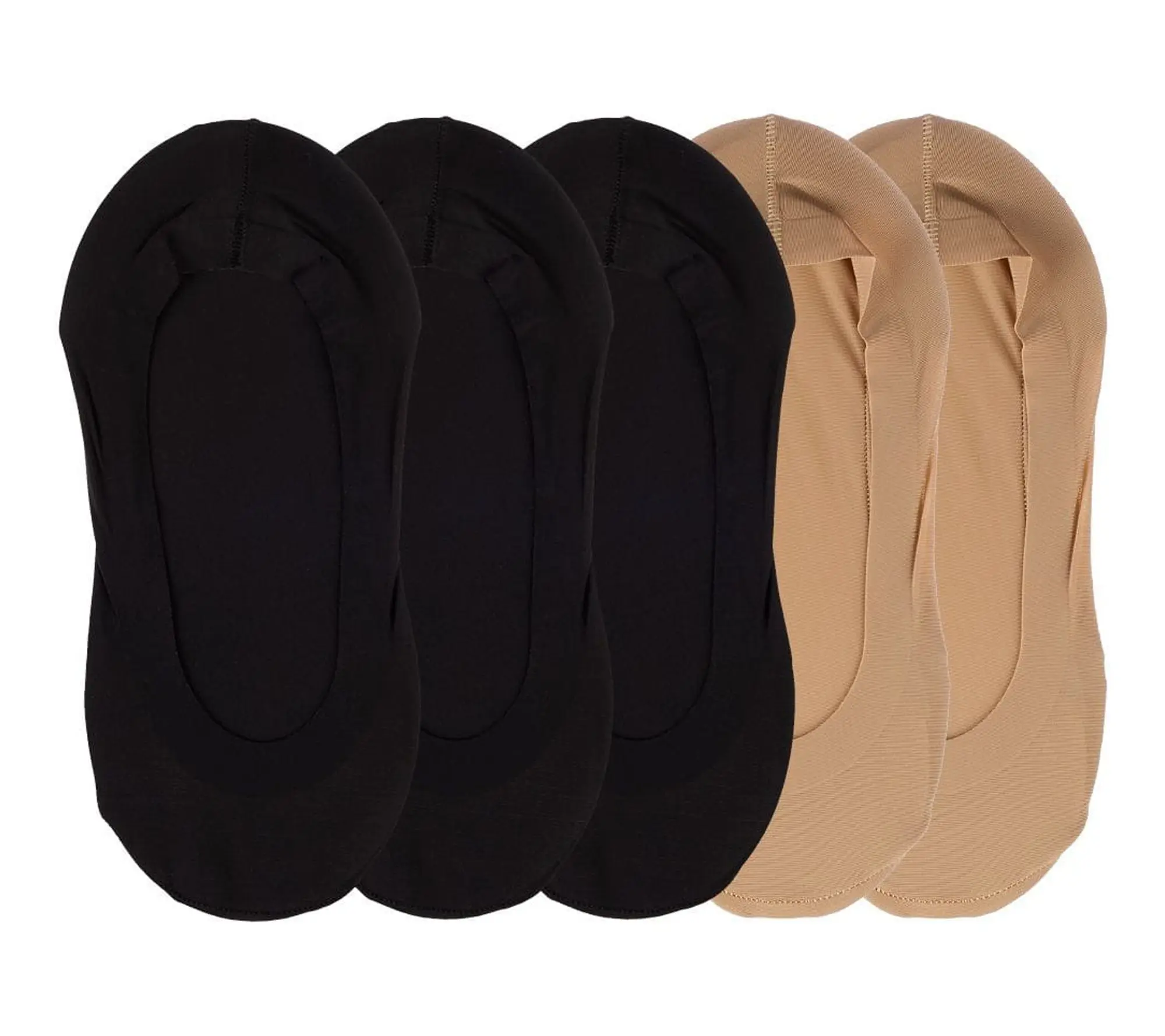 Memoi Women's 5 Pair Pack Fine Edge Nylon No Show Liner Socks