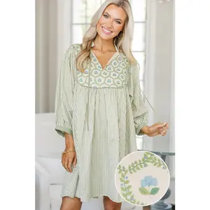 NURSING COLLECTION Give It A Moment Green Striped Dress