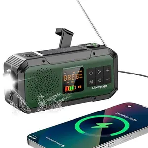 Emergency Weather Radio With IPX5 Waterproof Portable Bluetooth Speaker,USB-C Solar Hand Crank,NOAA Alarm AM FM Radio,Flashlight,SOS Alarm,2000mAh Cell Phone Charger For Home And Camping Survival
