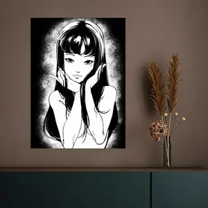 Viral JJunji Ito Tomieable Poster HD Heavy-Duty Self-Stick Waterproof Wall Decor Tool-Free Install Durable & Reusable Conceals Wall Flaws Elevates Home Style Perfect for Living Room Bathroom & Kitchen Easy Apply & Remove