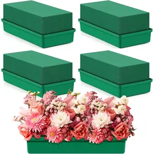 4 Pack Large Size Floral  with Bowl 9.65" l x 4.65" W x 3" H Rectangle Wet Floral  Cage Blocks Flower Arrangements Supplies for Table Party Festival Flower Decor