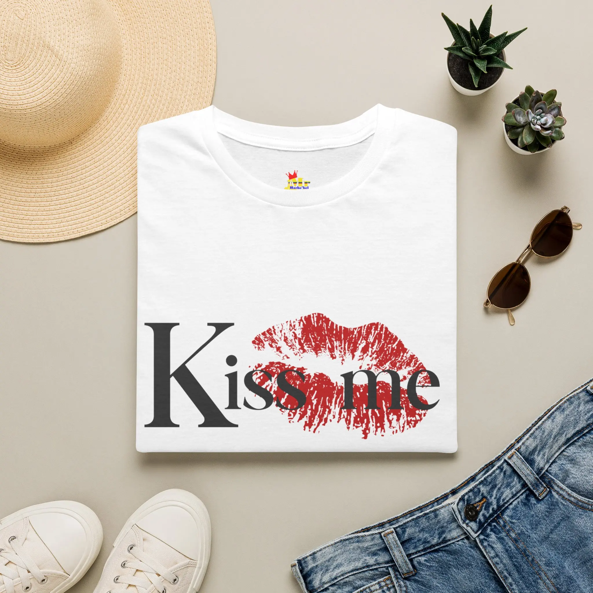 Kiss Me lipstick kiss T-Shirt | lips graphic
